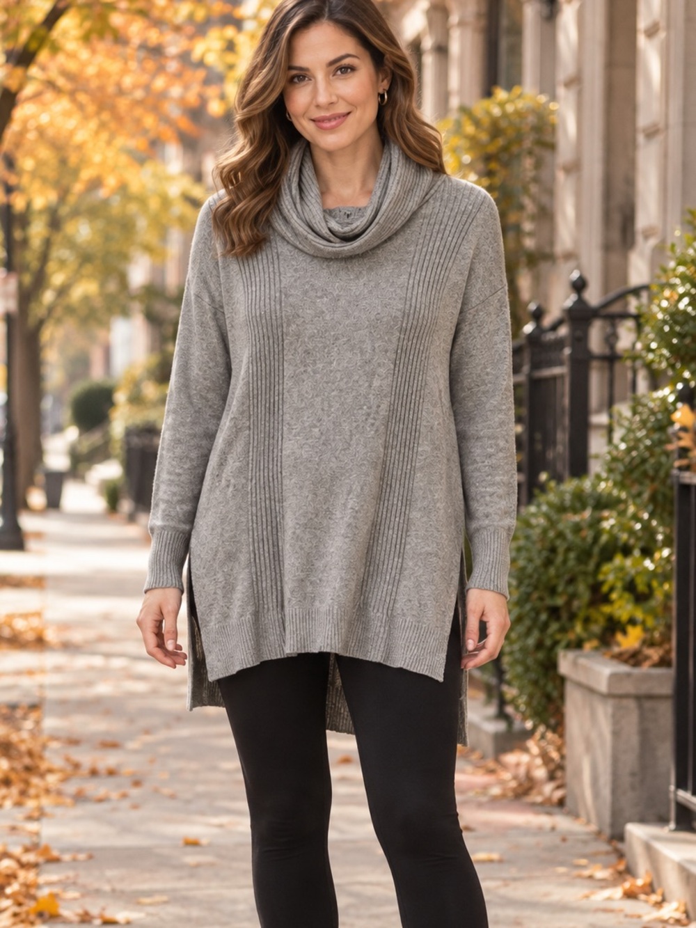 Buffalo David Bitton Grey Angora Blend Cowl Neck Tunic Sweater Medium